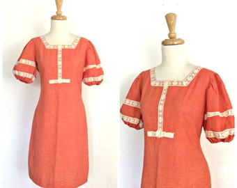 Vintage 70s Crochet Cotton Dress - boho chic - A Mar Lee Original - S M