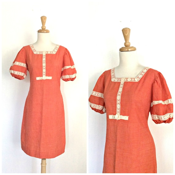 Vintage 70s Crochet Cotton Dress - boho chic - A … - image 1