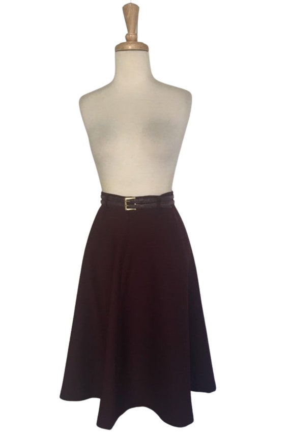 Vintage 70s Purple Skirt - aline midi - belted - … - image 3