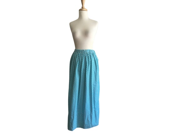 Vintage Polka Dot Maxi Skirt - elastic waist  - l… - image 1