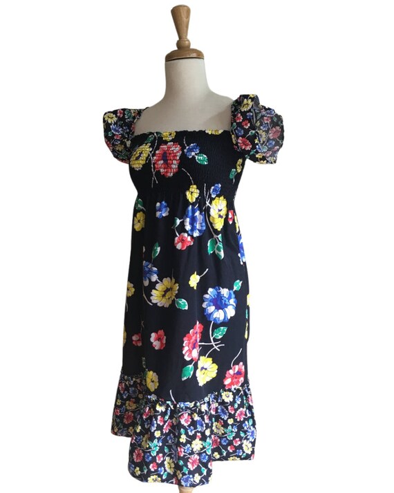 Vintage Off The Shoulder Floral Sundress - peasan… - image 4