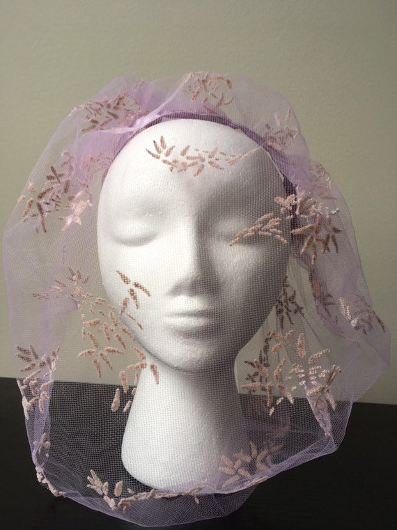Vintage 1960s Lavender Veil - birdcage - bridal h… - image 7