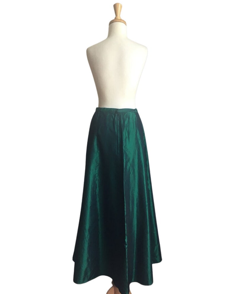 Vintage Green Satin Maxi Skirt High Waisted Aline Long - Etsy