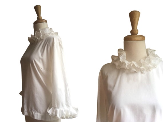 Vintage Romantic White Blouse - Gunne Sax style -… - image 1