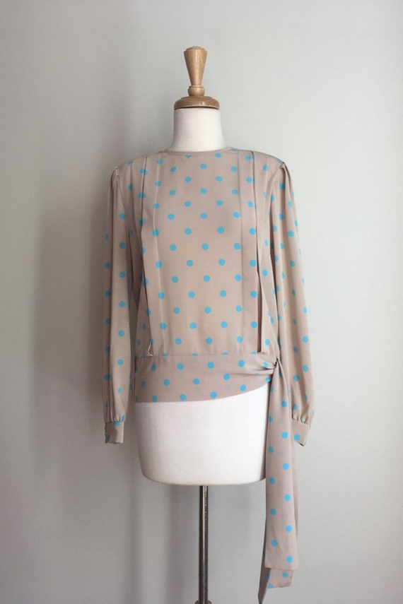 Vintage 80s Albert Nipon Polka Dot Blouse - hip t… - image 2