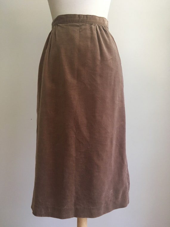 Vintage 70s Velour Skirt - below the knee - acade… - image 2