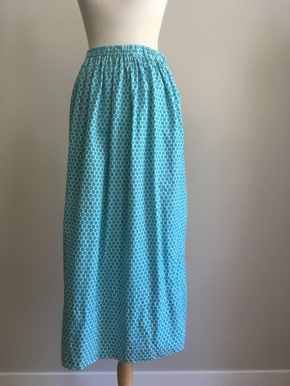 Vintage Polka Dot Maxi Skirt - elastic waist  - l… - image 3