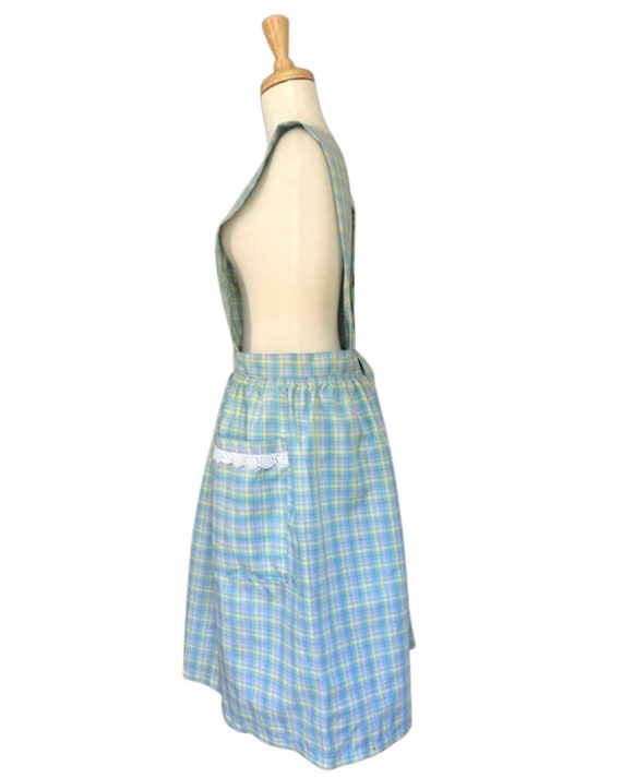 Vintage Pinafore Dress - apron dress - plaid - ju… - image 6