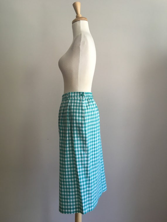 Vintage Green & White Plaid Skirt - below the kne… - image 5