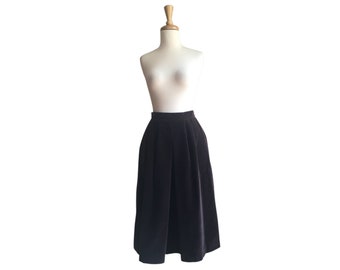 Vintage Brown Velvet Skirt - midi - full skirt - below knee - S M