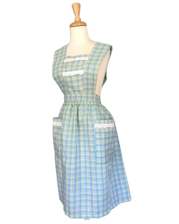 Vintage Pinafore Dress - apron dress - plaid - ju… - image 5