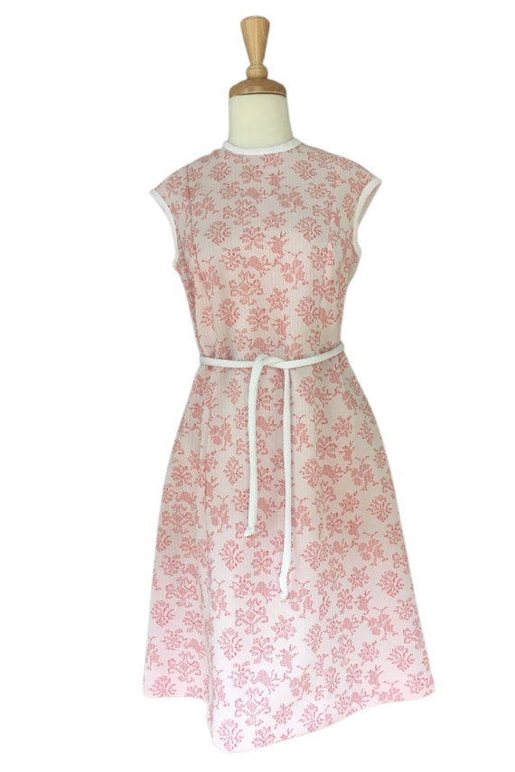 Vintage 60s Pink Novelty Shift Dress- sundress - … - image 2