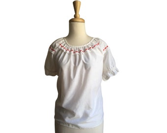 Vintage Rockabilly Shirt - peasant blouse - pull over - women's western wear - Rockmount - S M