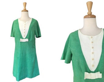 Vintage 1960s Mod Shift Dress - a line - cotton sundress - Medium