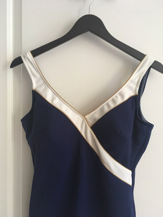 Vintage One Piece Navy Swimsuit - maillot - 70s s… - image 3