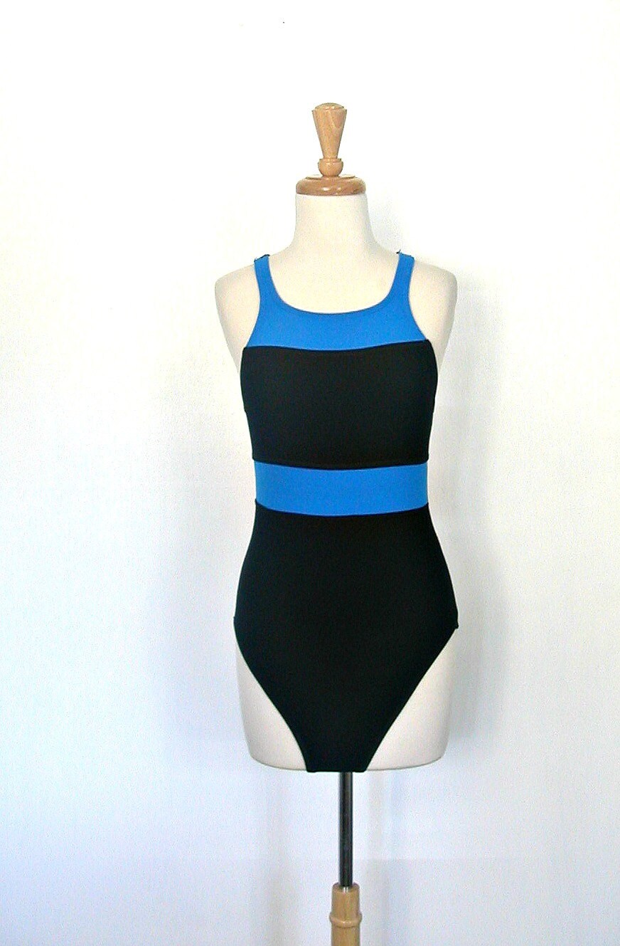 Vintage One Piece Swimsuit women's swimwear halter neckline maillot Jag