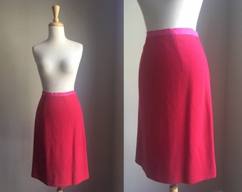 Vintage Red Skirt - knee length - a line - 26 waist - Small