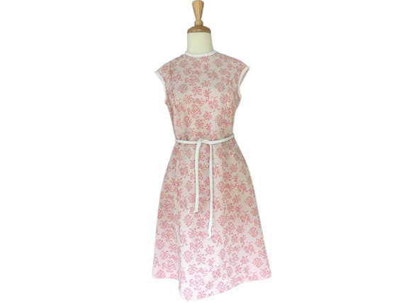 Vintage 60s Pink Novelty Shift Dress- sundress - … - image 1