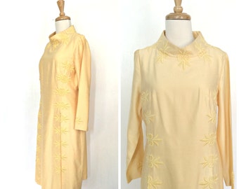 Vintage 60s Alfred Werber Yellow Shift Dress - sheath - short wedding dress - bridesmaid - Medium