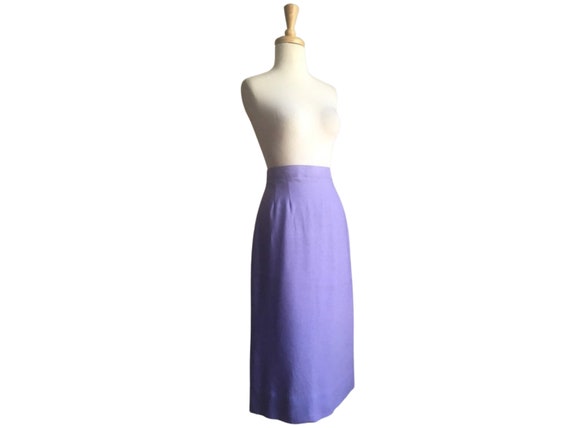 Vintage Lavender Linen Skirt - midi length - penc… - image 1