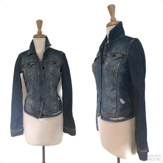 Vintage Distressed Denim Jacket - Hollister - Y2K 