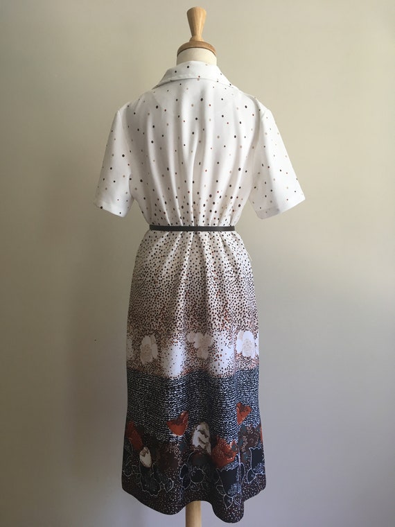 Vintage Shirtwaist Dress - 70s shift - polka dot … - image 9