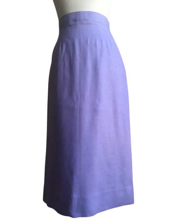Vintage Lavender Linen Skirt - midi length - penc… - image 3