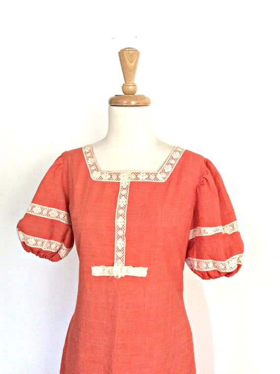 Vintage 70s Crochet Cotton Dress - boho chic - A … - image 3