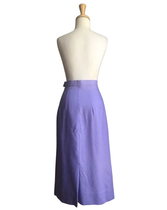 Vintage Lavender Linen Skirt - midi length - penc… - image 6