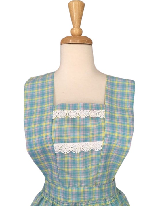 Vintage Pinafore Dress - apron dress - plaid - ju… - image 4