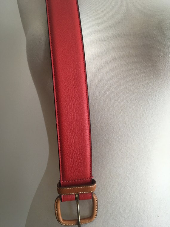 Vintage Rooney & Bourke Brick Red Leather Belt - … - image 6