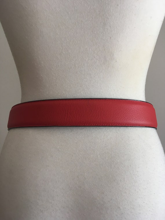 Vintage Rooney & Bourke Brick Red Leather Belt - … - image 2