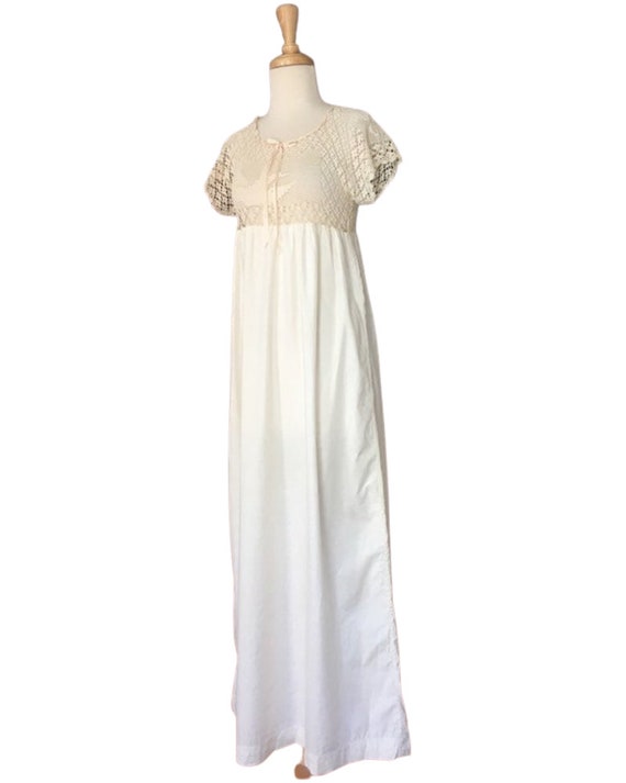 Vintage 70s Edwardian Style Crochet Maxi Dress - … - image 4