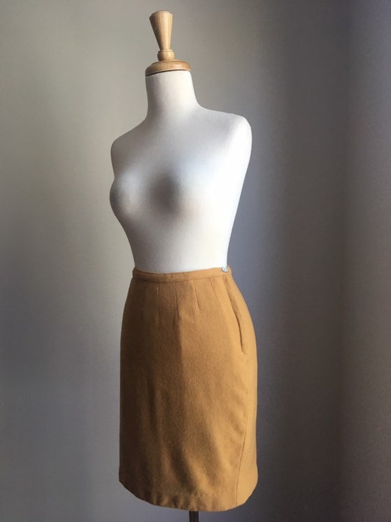 Vintage Mustard Yellow Skirt - above the knee - w… - image 6