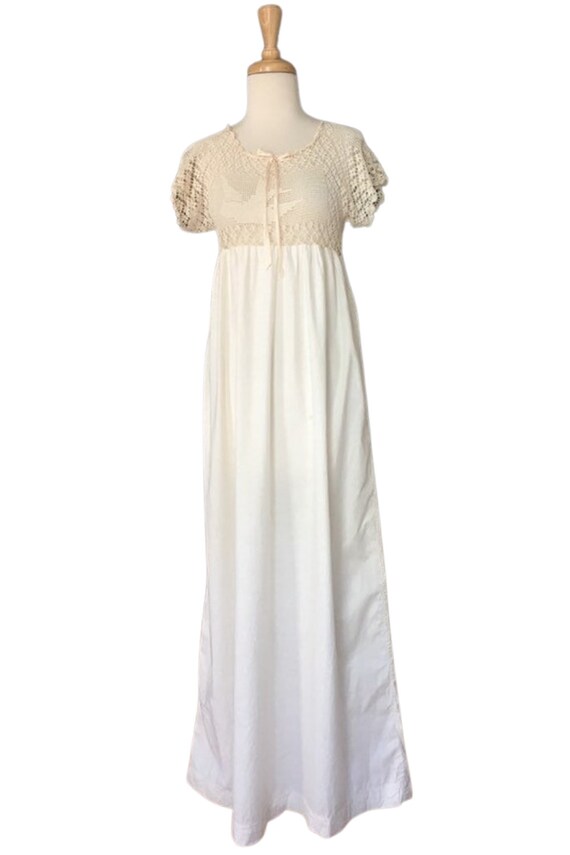 Vintage 70s Edwardian Style Crochet Maxi Dress - … - image 2