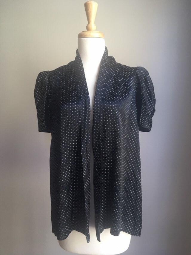 Vintage Black & White Polka Dot Blazer Tunic Open Front - Etsy