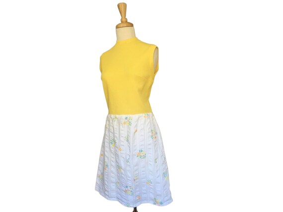 Vintage 60s Mod Mini Dress - yellow sundress - Sh… - image 1