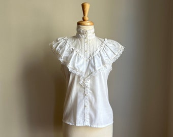 Vintage Victorian Style Gunne Sax Blouse - Jessica's Gunnies - lace top - Small