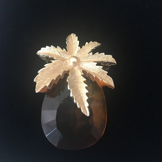 Vintage Amber Pineapple Brooch - statement pin - … - image 2
