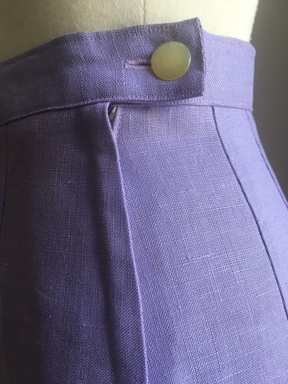 Vintage Lavender Linen Skirt - midi length - penc… - image 8