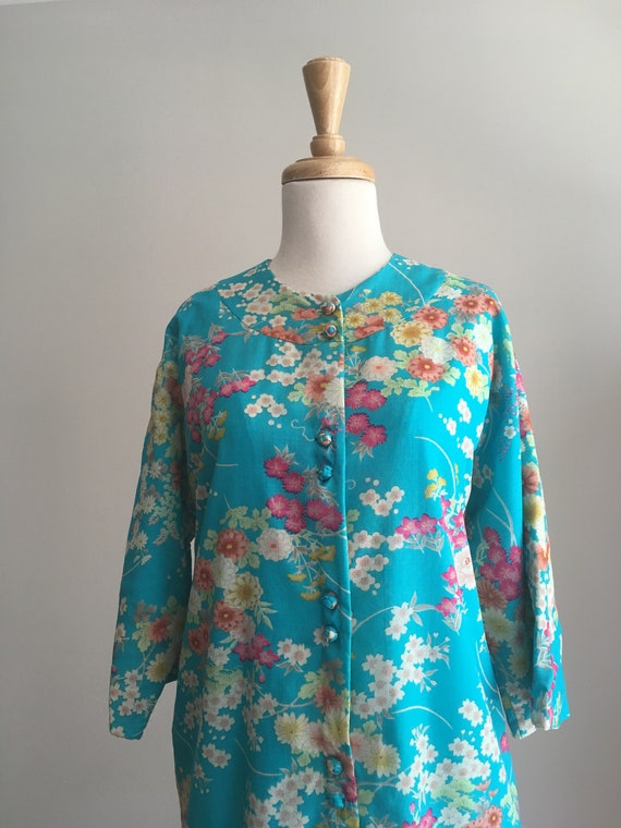 Vintage Floral House Coat - night gown - Japanese… - image 4