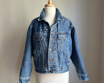 Vintage Wrangler Denim Jacket - cropped denim - jeans jacket - western - trucker - medium