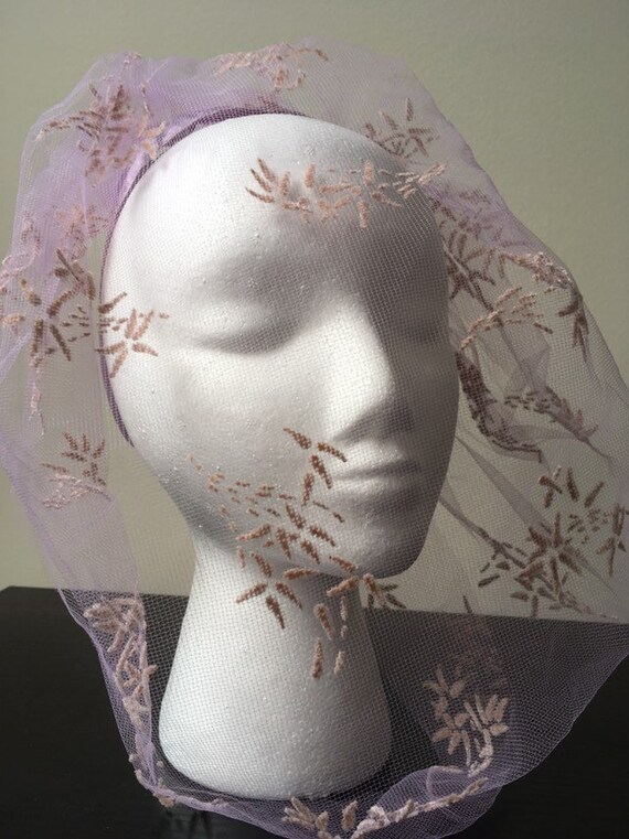 Vintage 1960s Lavender Veil - birdcage - bridal h… - image 6