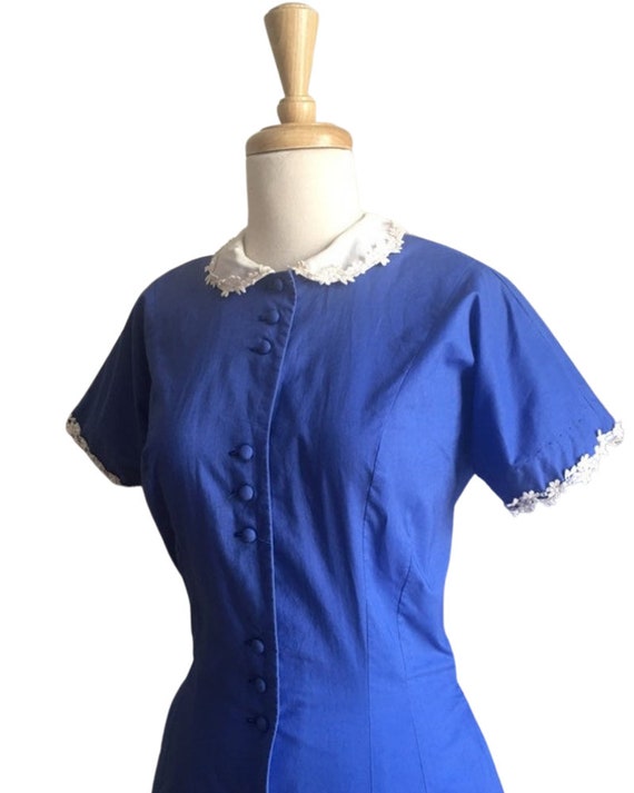 Vintage 1950s Dress - fit and flare - shirt dress… - image 3