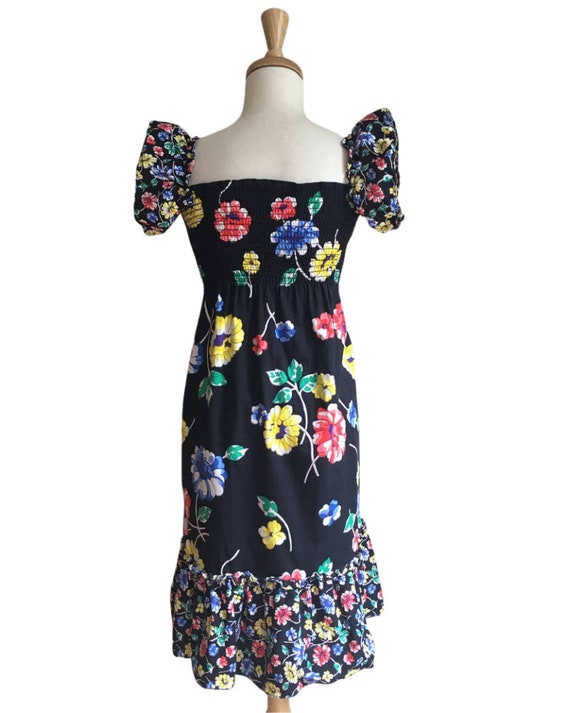 Vintage Off The Shoulder Floral Sundress - peasan… - image 6