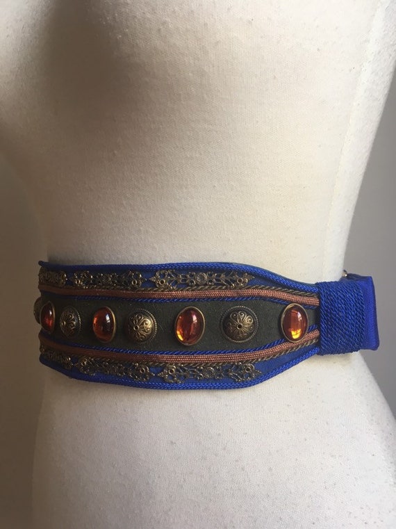 Vintage Jeweled Statement Belt tribal belt bronze… Gem