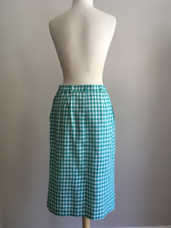 Vintage Green & White Plaid Skirt - below the kne… - image 6