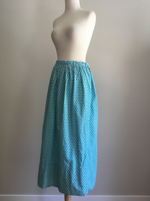 Vintage Polka Dot Maxi Skirt - elastic waist  - l… - image 4