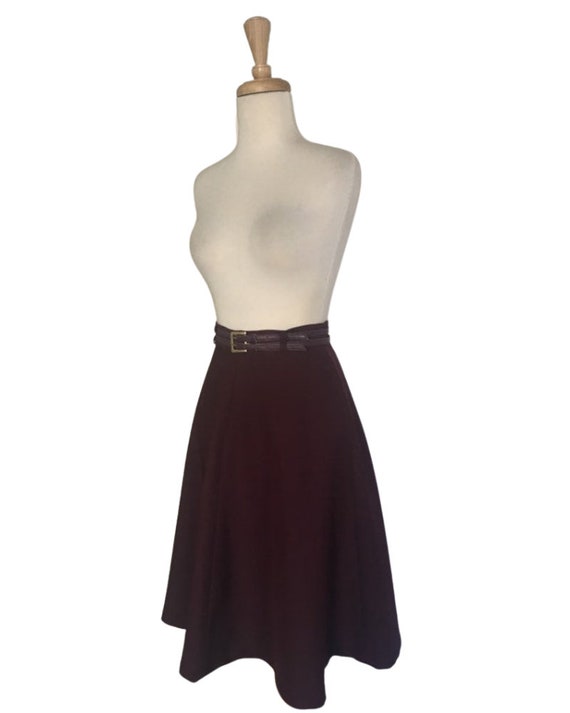 Vintage 70s Purple Skirt - aline midi - belted - … - image 5