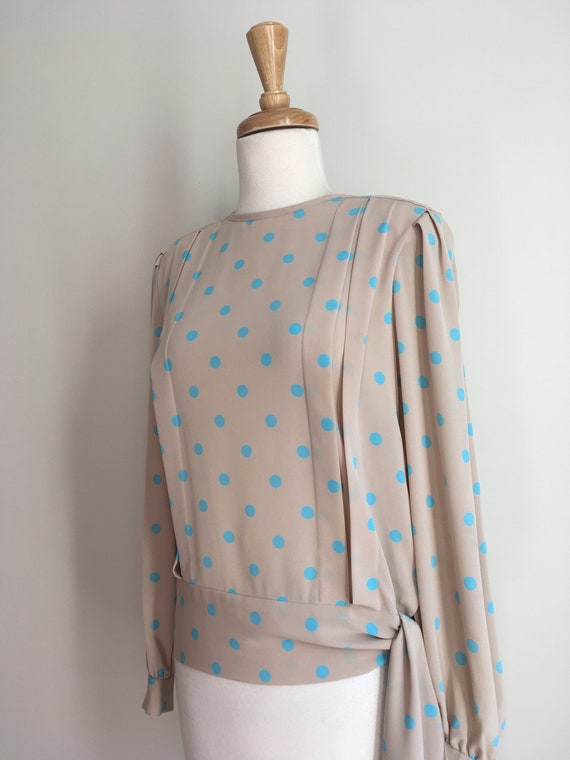 Vintage 80s Albert Nipon Polka Dot Blouse - hip t… - image 6